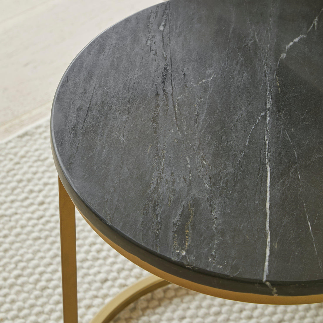 Nara Round Real Marble Coffee Table with Gold Legs